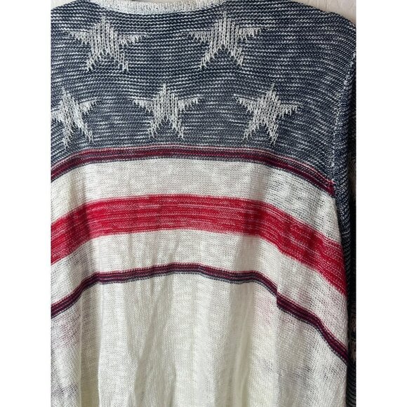 Lane Bryant Fringe Americana Stars and Stripes Red White Blue Cardigan 22/24 - Picture 5 of 5